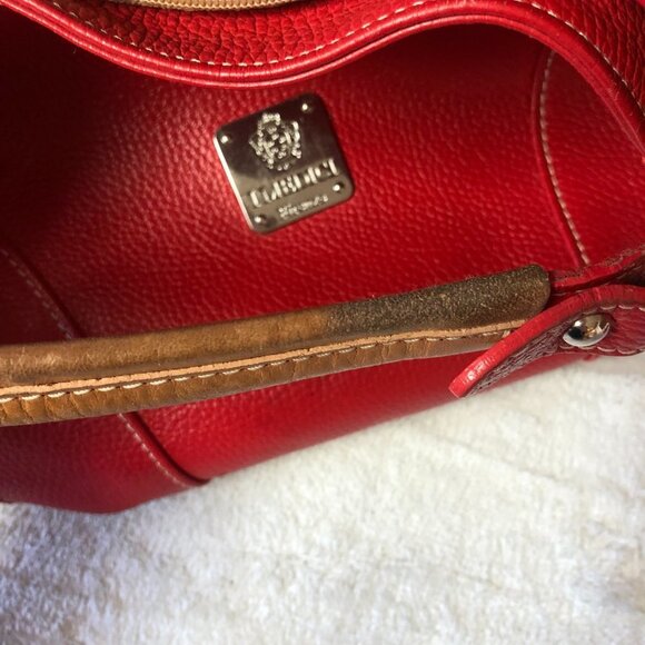 I Medici Firenze Italian Pebbled Leather Red & Tan Crossbody Shoulder Bag Purse - Picture 15 of 16